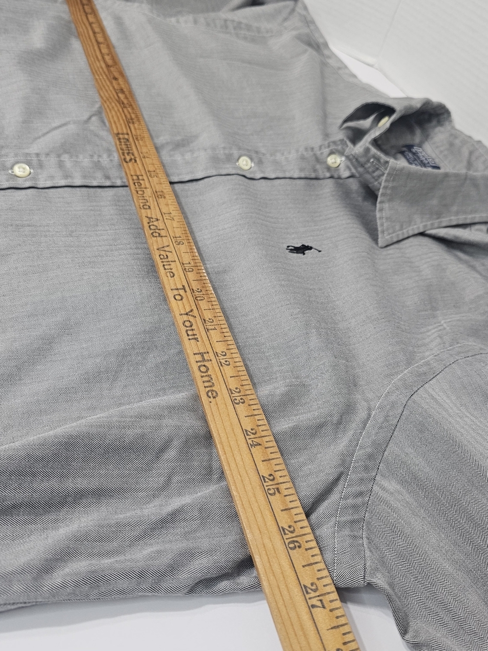 Vintage 90s Polo Ralph Lauren Lowell Sport Shirt Men's XL Gray Herringbone Cotto - Picture 6 of 9